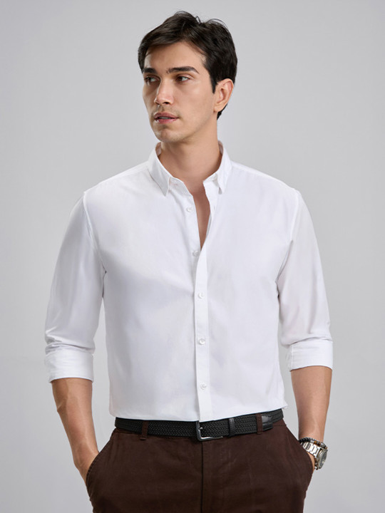 KINGDOM OF WHITE Pure Cotton Concealed Button Down Shirt