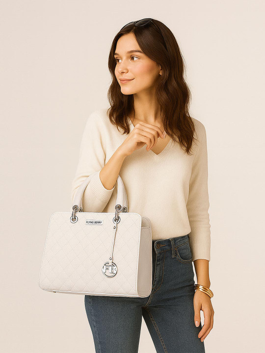 FLYING BERRY White Solid Handheld Bag