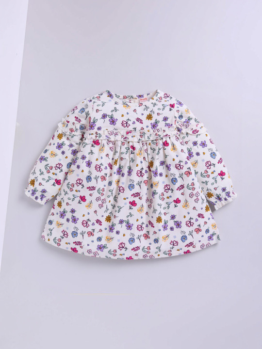SNUGGLY MONKEY Floral Print Ruffled A-Line Dress