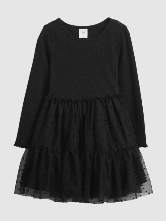 GAP Girls Polka-Dots Printed Cotton Round Neck A-Line Knee Length Dresses