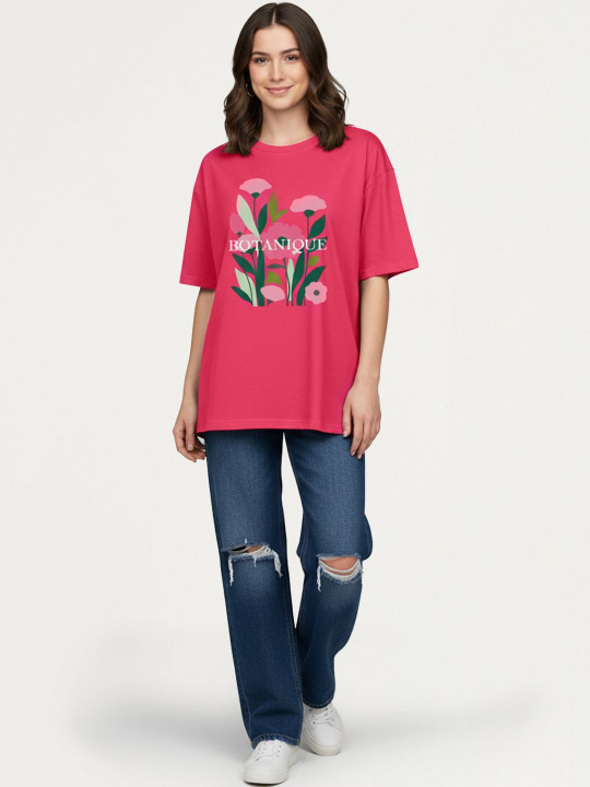 Mast & Harbour Women Typography Printed Pure Cotton T-shirt