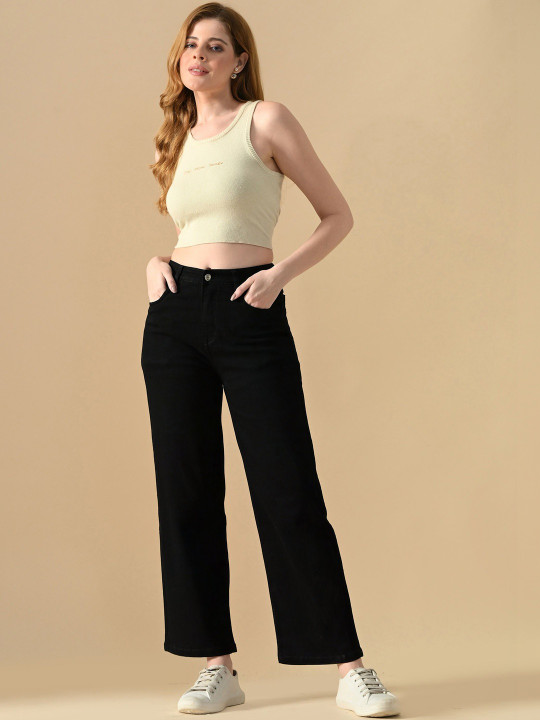 Roadster The Lifestyle Co Straight Fit High-Rise 5-Pocket Jeans