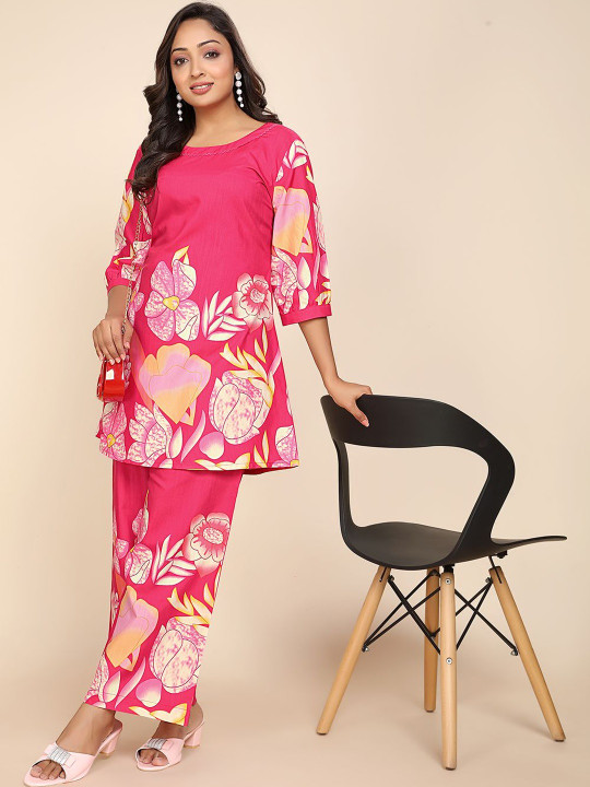 Maheshwar Printed Tunic With Palazzos Co-Ords