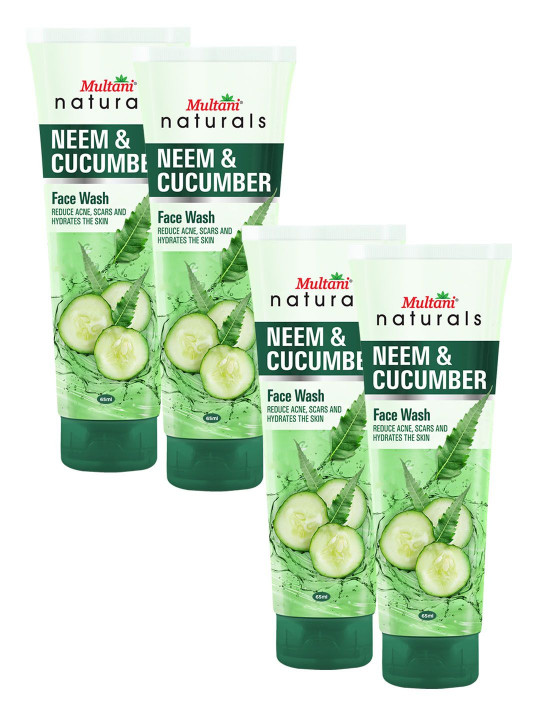 Multani Naturals Set Of 4 Neem & Cucumber Face Wash - 65 ml Each
