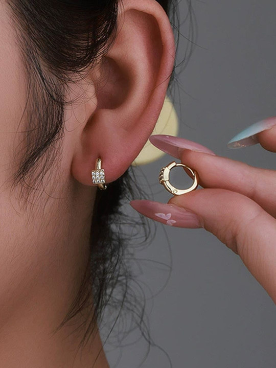 Jewels Galaxy Geometric Half Hoop Earrings