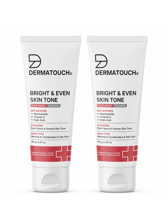 Dermatouch Set Of 2 Bright & Even Tone Face Wash With Vitamin E & Kojic Acid - 70 g Each