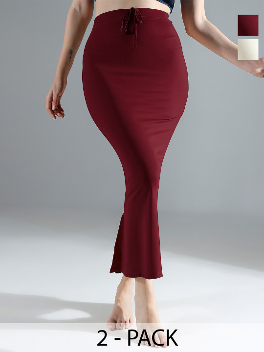 IndianRang Pack Of 2 Mid-Rise Saree Shapewear