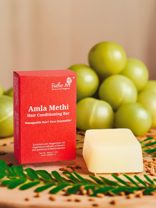 Rustic Art Amla Methi Hair Conditioning Bar - 60 g