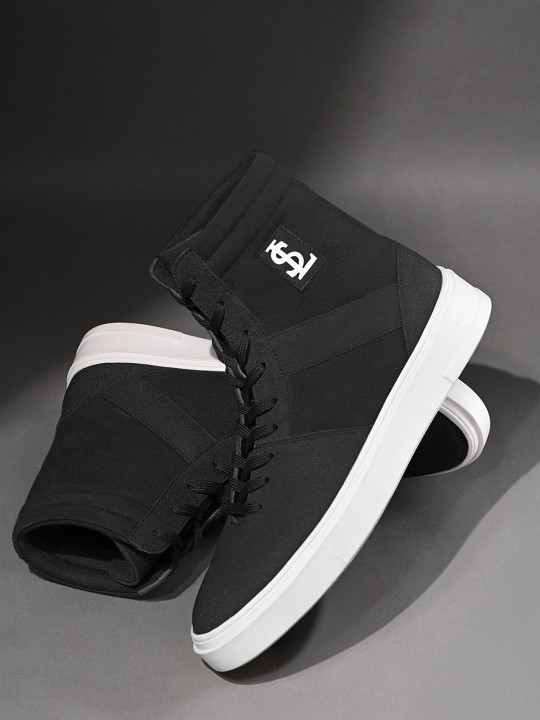 LOUIS STITCH Men Raven Black Casual Lightweight Comfortable Lace-Up Sneaker