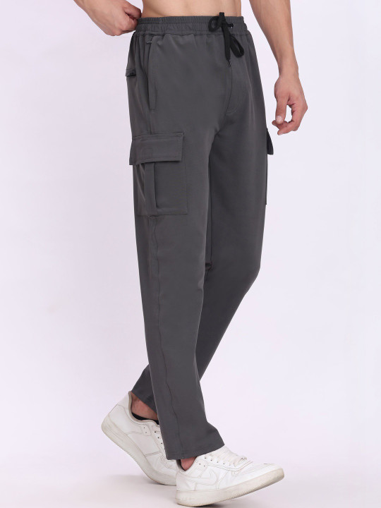 Dpassion Men Quick Dry Gym Training Cargo Track Pants Stretchable Workout Activewear