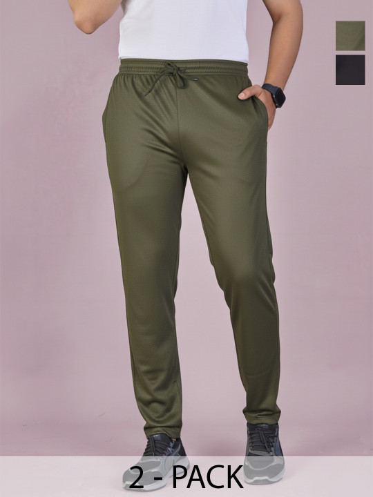 KAIDO Men Pack Of 2 Mid Rise Track Pants