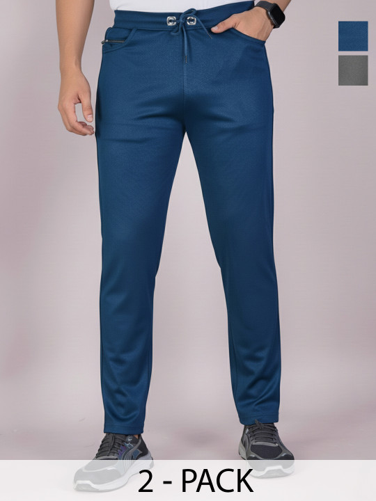 KAIDO Men Pack Of 2 Mid-Rise Track Pants