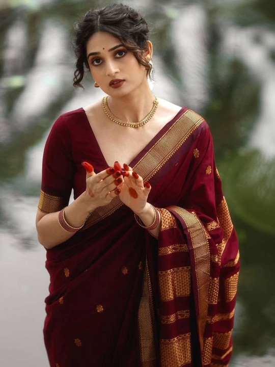 SANISA Woven Design Zari Silk Blend Saree