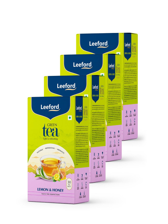 Leeford Pack of 4 Lemon & Honey Green Tea to Boosts Immunity & Metabolism - 30 Teabags