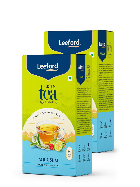 Leeford Pack of 2 Aqua Slim Hibiscus Green Tea for Weight Management- 30 Teabags