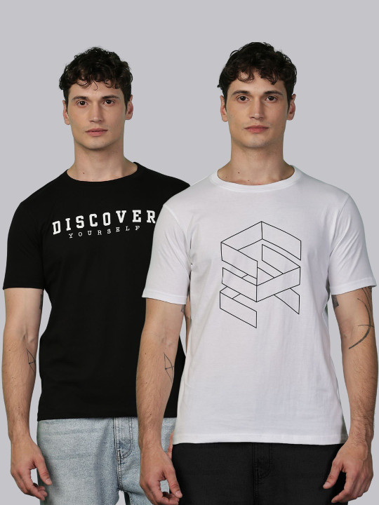 Y.O.U Men Typography 2 Printed Pure Cotton Bio Finish T-shirt