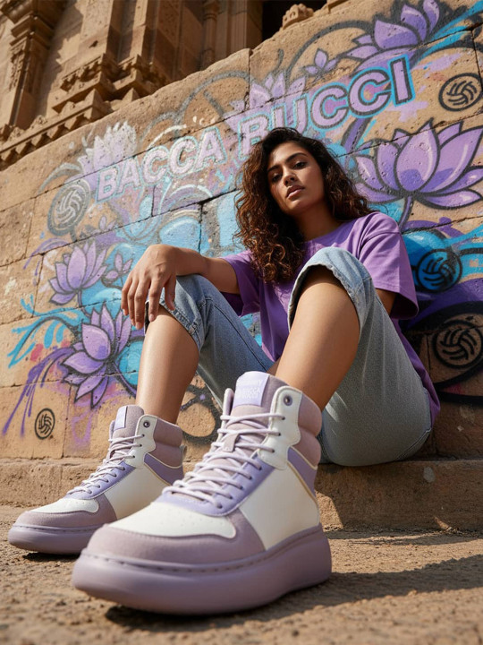bacca bucci Discovery Noir Women High-Top Sneakers Purple UK 3