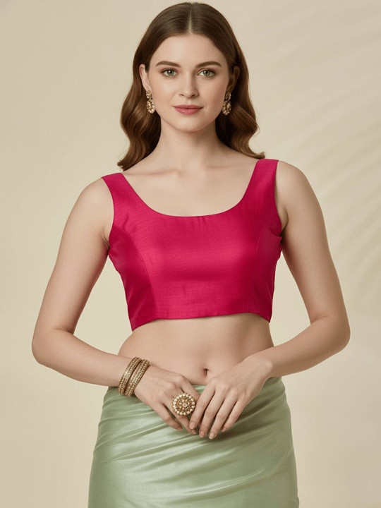 Aanyor Round Neck Sleeveless Padded Readymade Saree Blouse