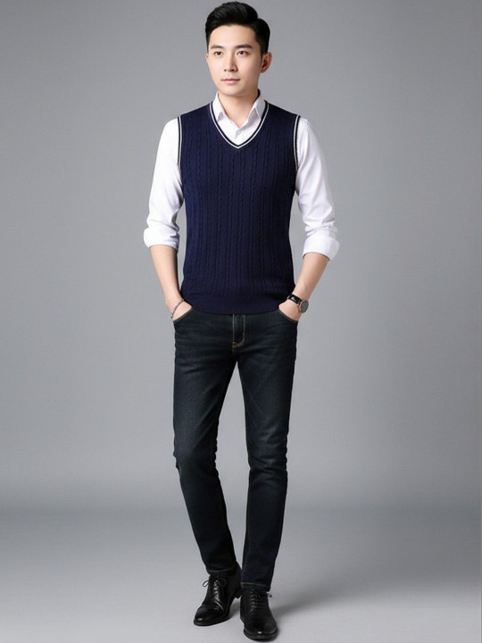 Mast & Harbour Men Cable Knit Sweater Vest