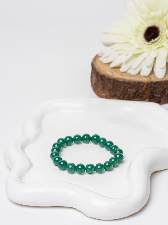 Look and Adorn Unisex Green Jade Bracelet