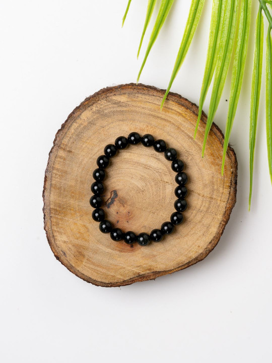Look and Adorn Unisex Black Obsidian Bracelet