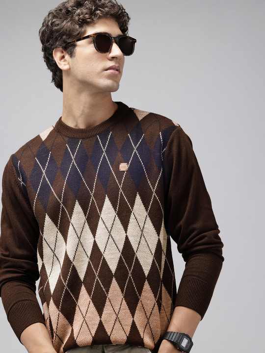 ColorPlus Geometric Self Designed Knitted Pullover