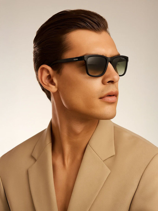 Espee Men Green Lens & Black Square Sunglasses with UV Protected Lens