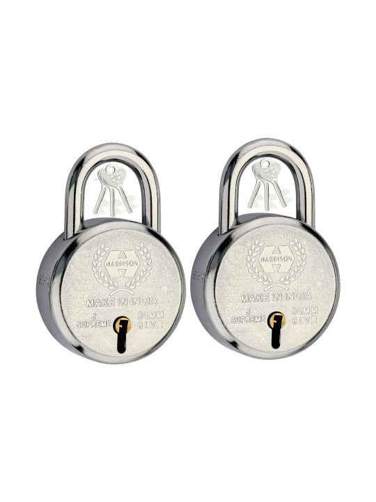 HARRISON Set of 2 Harrison Padlock 50mm 6 Lever With 3 Keys