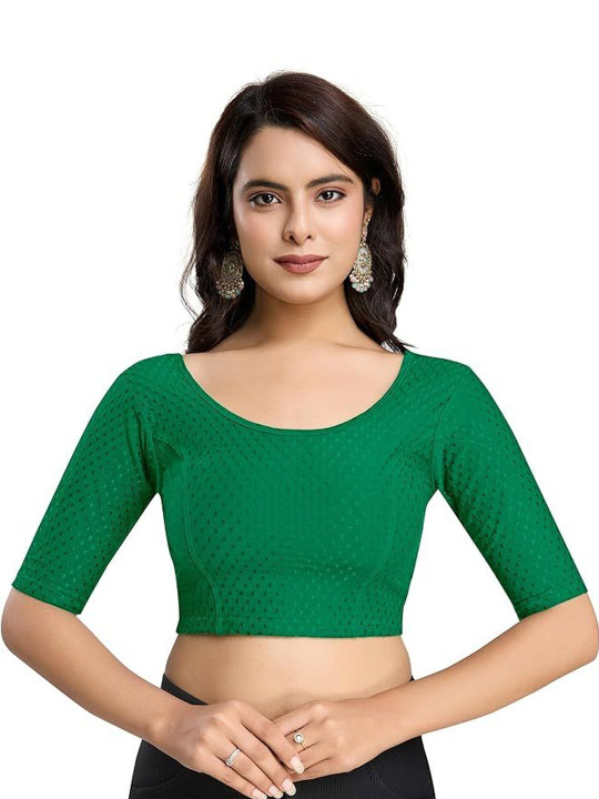 Moda Rapido Dobby Butti Round Neck Saree Blouse