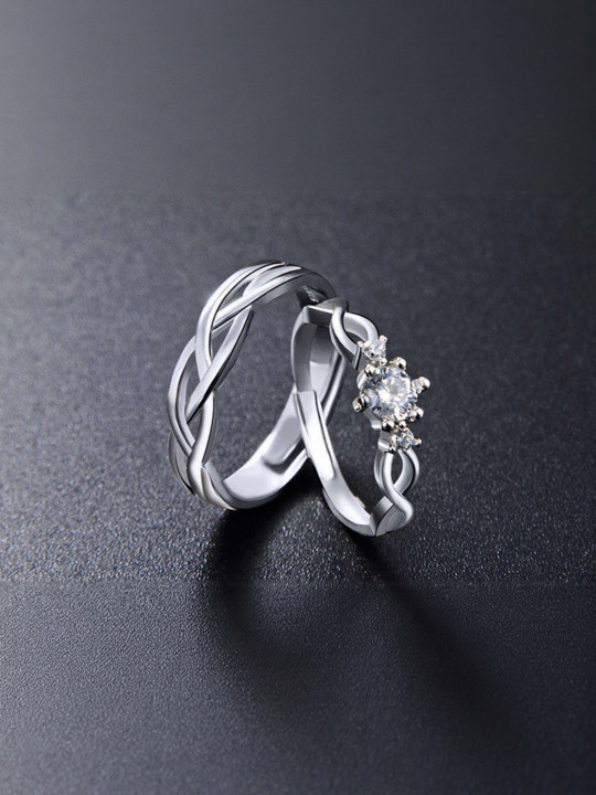 Teeragaj Set Of 2 Stone-Studded Adjustable Finger Ring