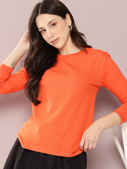 DILLINGER Women Solid Round Neck Regular Fit T-shirt