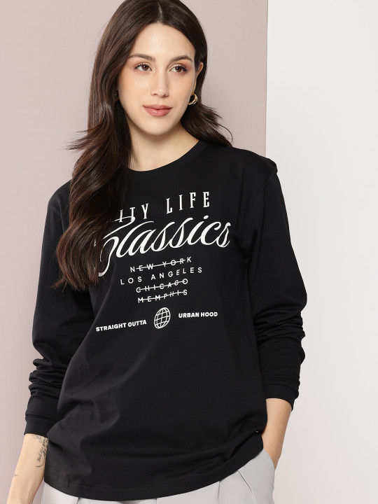 DILLINGER Women Printed Round Neck Oversized T-shirt