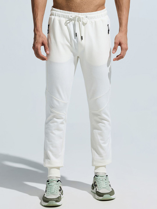 DOMIN8 Men Pure Cotton Mid-Rise Stretchable Cut & Sew breathable Joggers