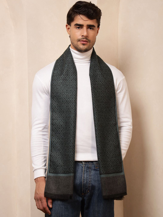HANDICRAFT PALACE Men Patterned Merino Wool Reversible Mufflers