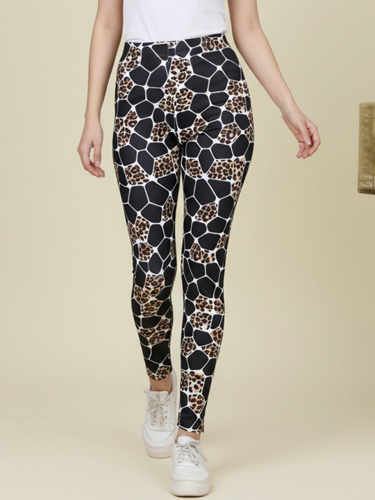 DTR FASHION Women Slim Fit Animal Printed Mid Rise Jeggings