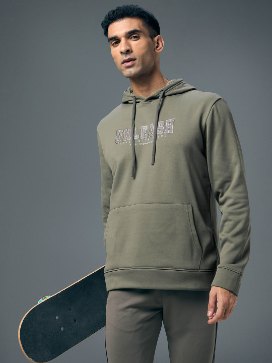 Technosport Men Printed Hooded Sweatshirt