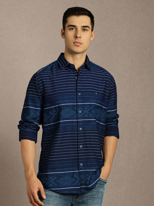 Louis Philippe Jeans Men Slim Fit Multi Stripes Printed Casual Shirt