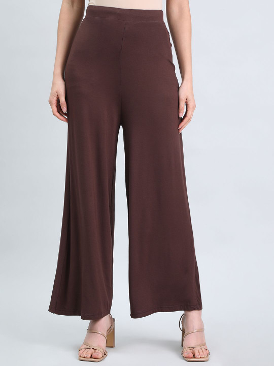 Go Colors Women Solid Relaxed Fit Flared Palazzos