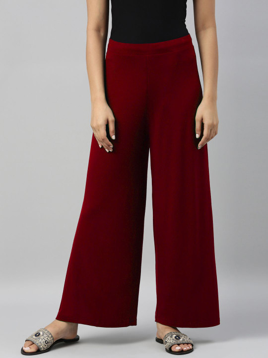 Go Colors Women Solid Wide Leg Palazzos