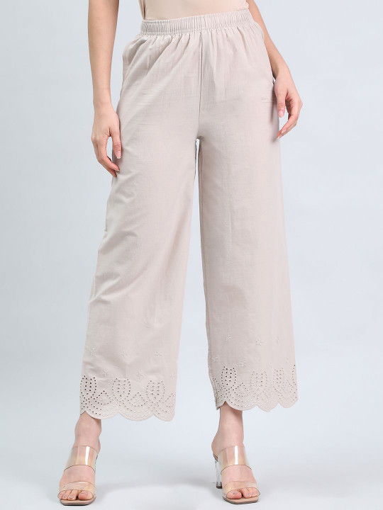 Go Colors Women Floral Embroidered Palazzos