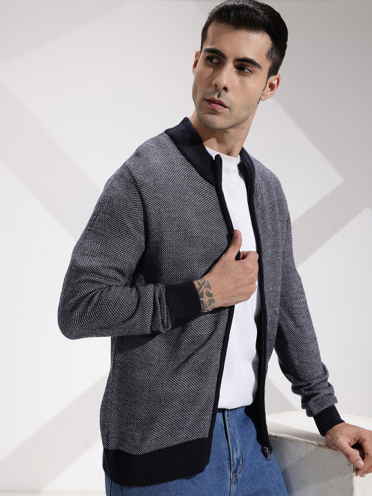 INVICTUS Self-Design Mock Collar Cardigan Sweater