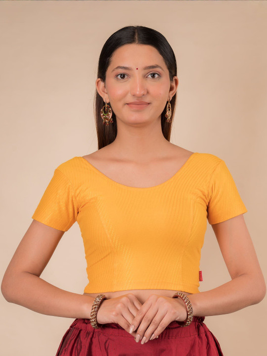 Bindigasm's Advi Self-Designed Round Neck Readymade Saree Blouse