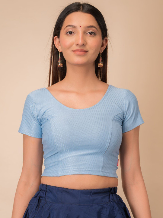 Bindigasm's Advi Self-Designed Round Neck Readymade Saree Blouse
