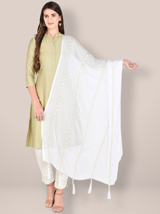 Dupatta Bazaar Striped Dupatta with Gotta Patti