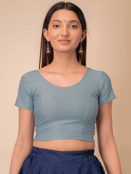 Bindigasm's Advi Round Neck Readymade Saree Blouse