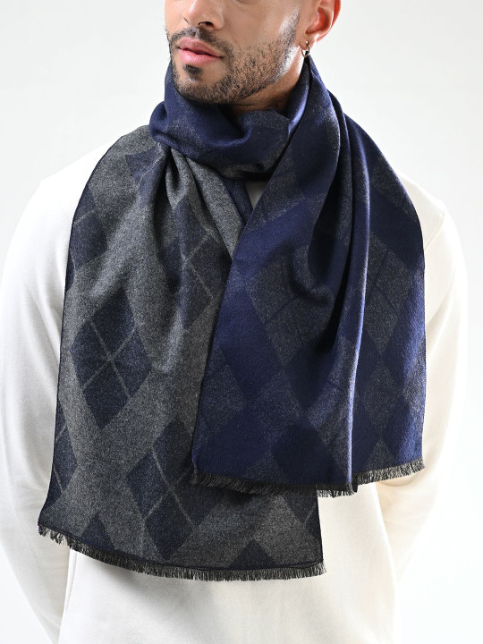 Cazzano Men Checked Mufflers With Fringed Hems