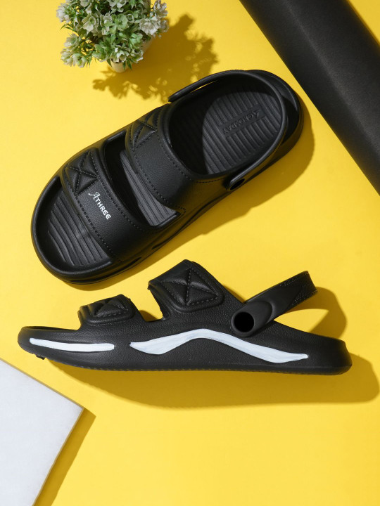 Athree Men Solid Lightweight Cushioned Rubber Sliders