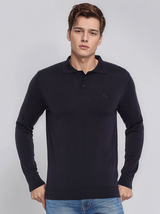 98 Degree North Men Woollen Pullover with Embroidered Detail