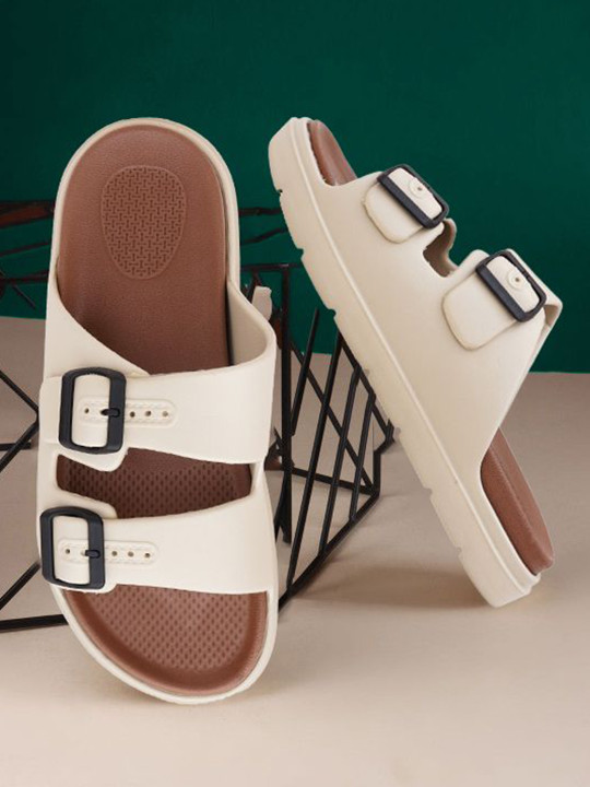 glitchez Men Buckle Detailed Lightweight Sliders