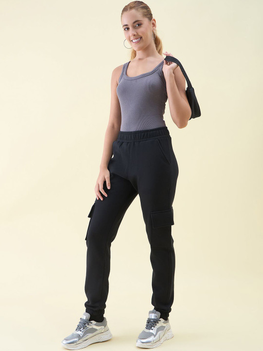 98 Degree North Women Regular Fit Cotton Cargos Track Pants